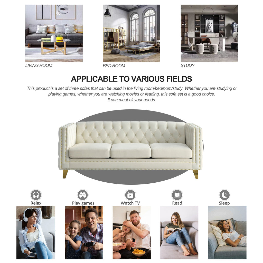 Upholstered Couch Sofa With Button Tufting