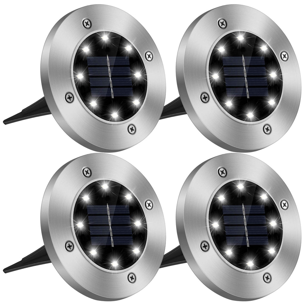 4Pcs Solar Powered Light Outdoor Waterproof Buried In-Ground Lamp Decorative Path, Deck