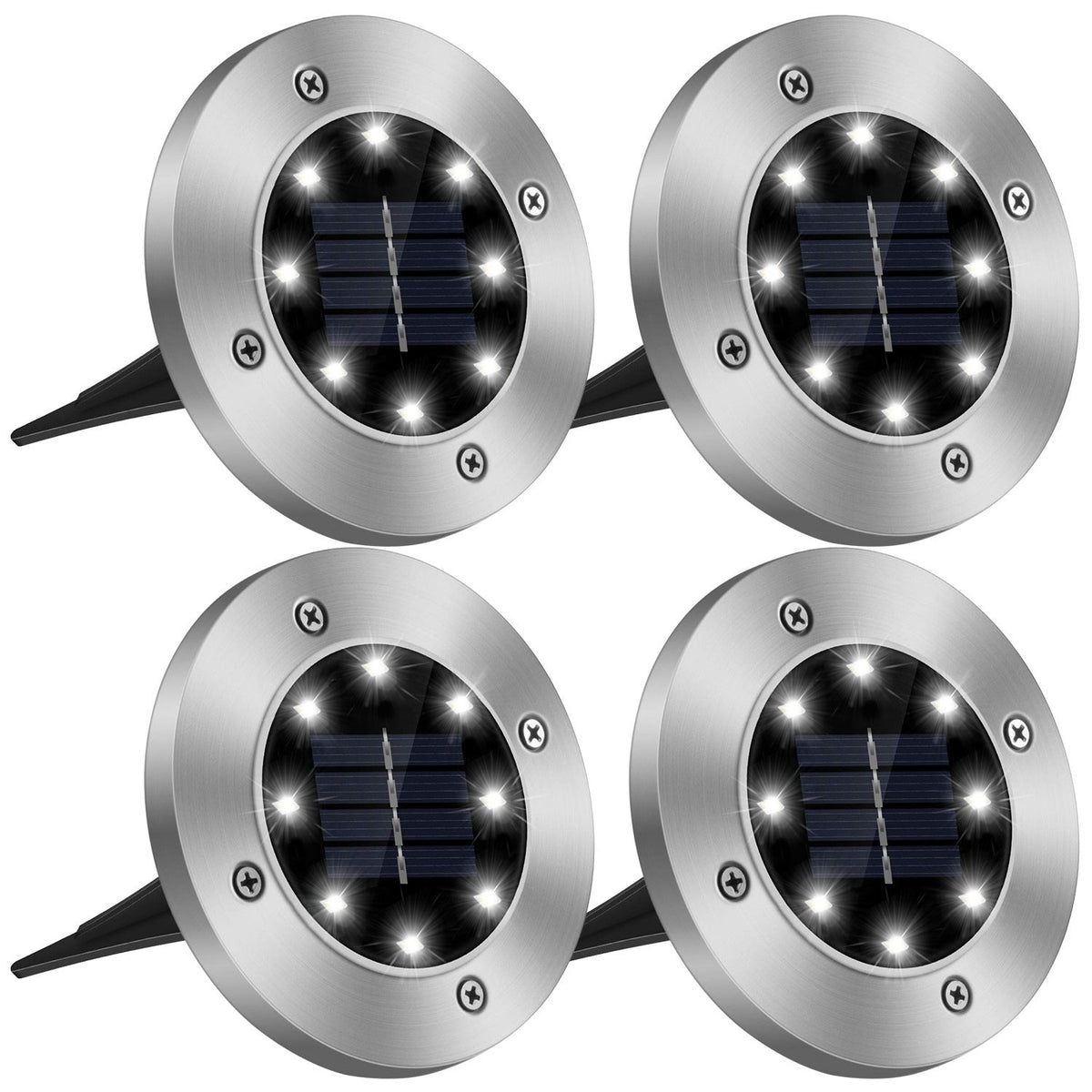4Pcs Solar Powered Light Outdoor Waterproof Buried In-Ground Lamp Decorative Path, Deck