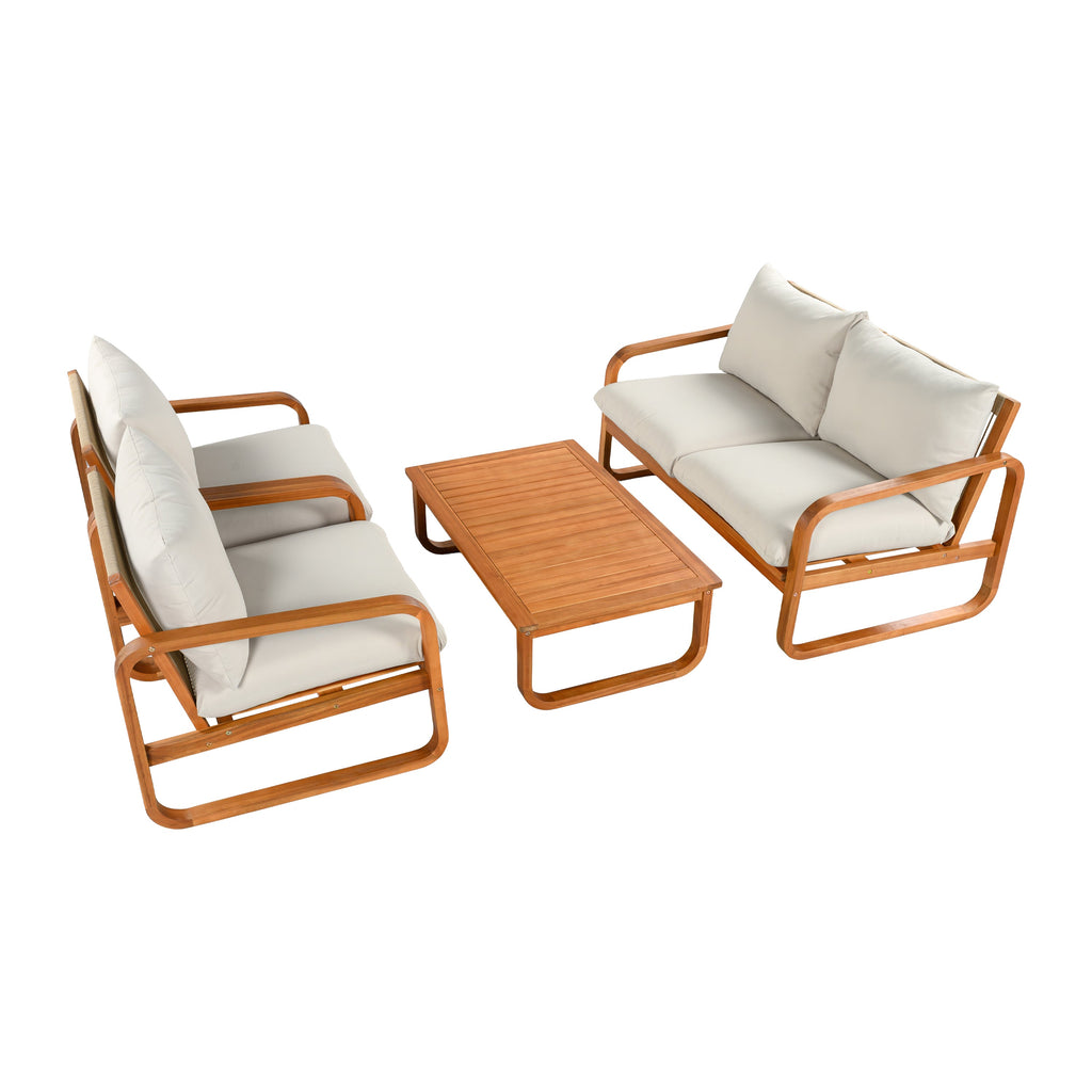 4-Piece Acacia Wood Outdoor Patio Furniture Set