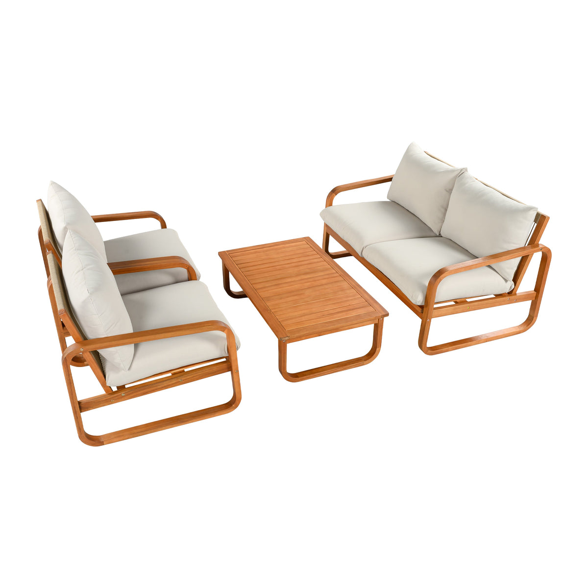 4-Piece Acacia Wood Outdoor Patio Furniture Set