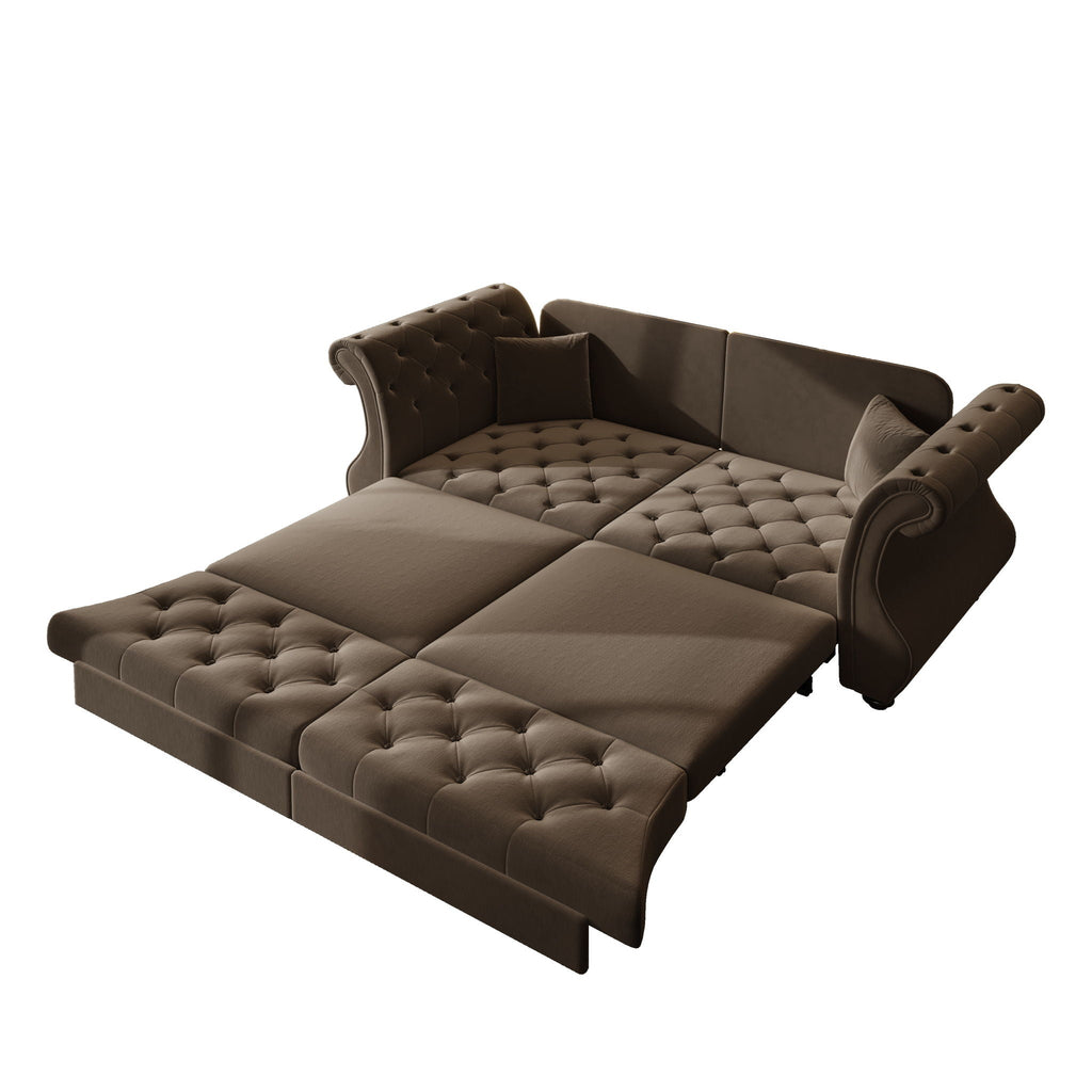 Oversized Chesterfield Pull Out Sofa Bed with Flower Tufting