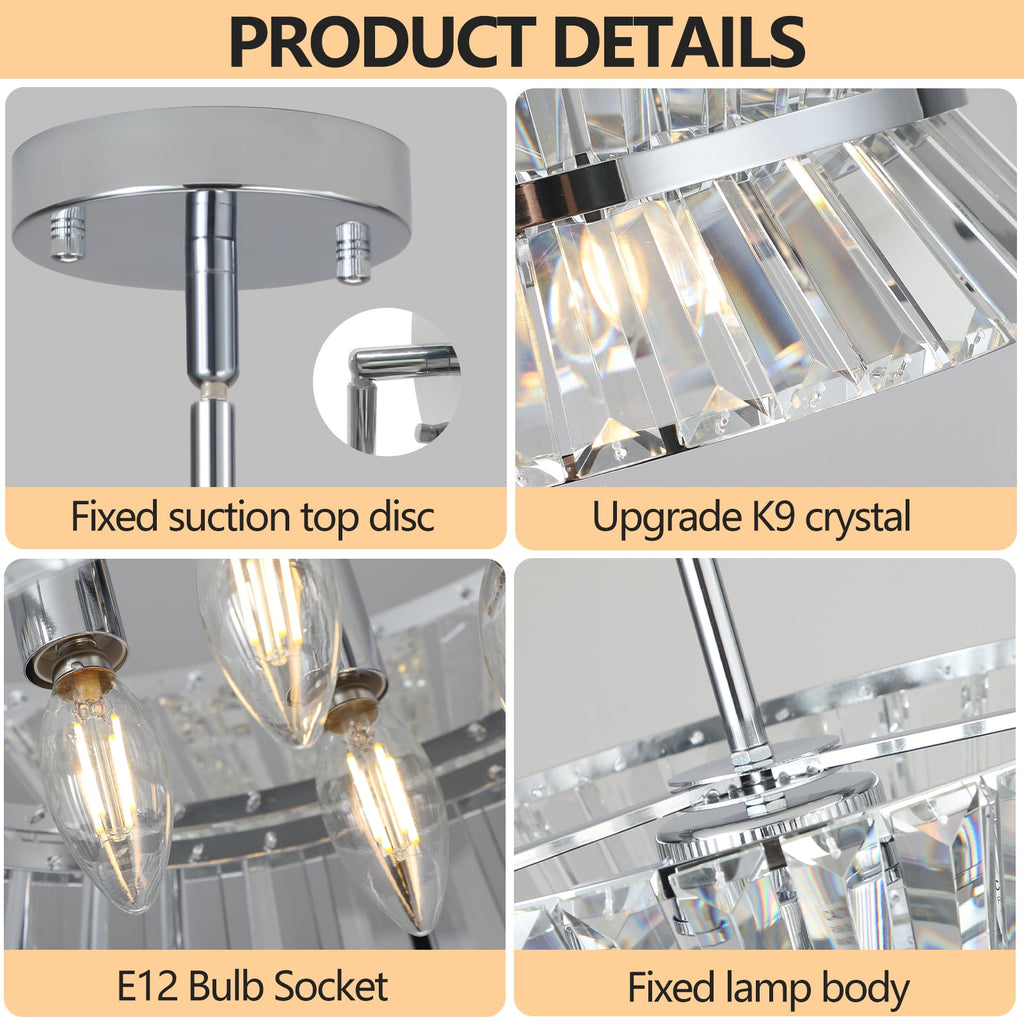 Modern Crystal Chandelier for Living-Room Round  Cristal Lamp