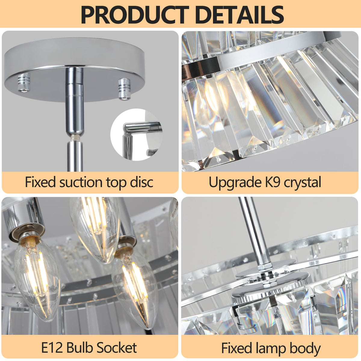 Modern Crystal Chandelier for Living-Room Round  Cristal Lamp