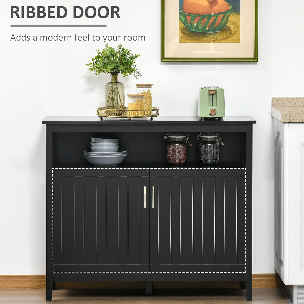Buffet Cabinet, Coffee Bar Cabinet With 2 Doors And Adjustable Shelves For Entryway Living Room - Black