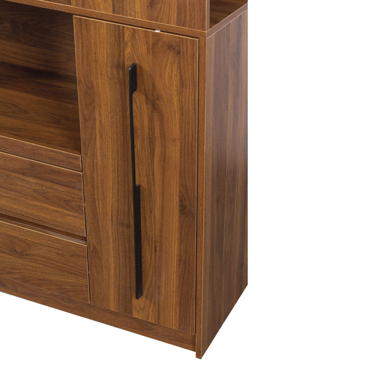 Tall Kitchen Pantry Cabinet With 4 Tier Side Shelf, 2 Drawers