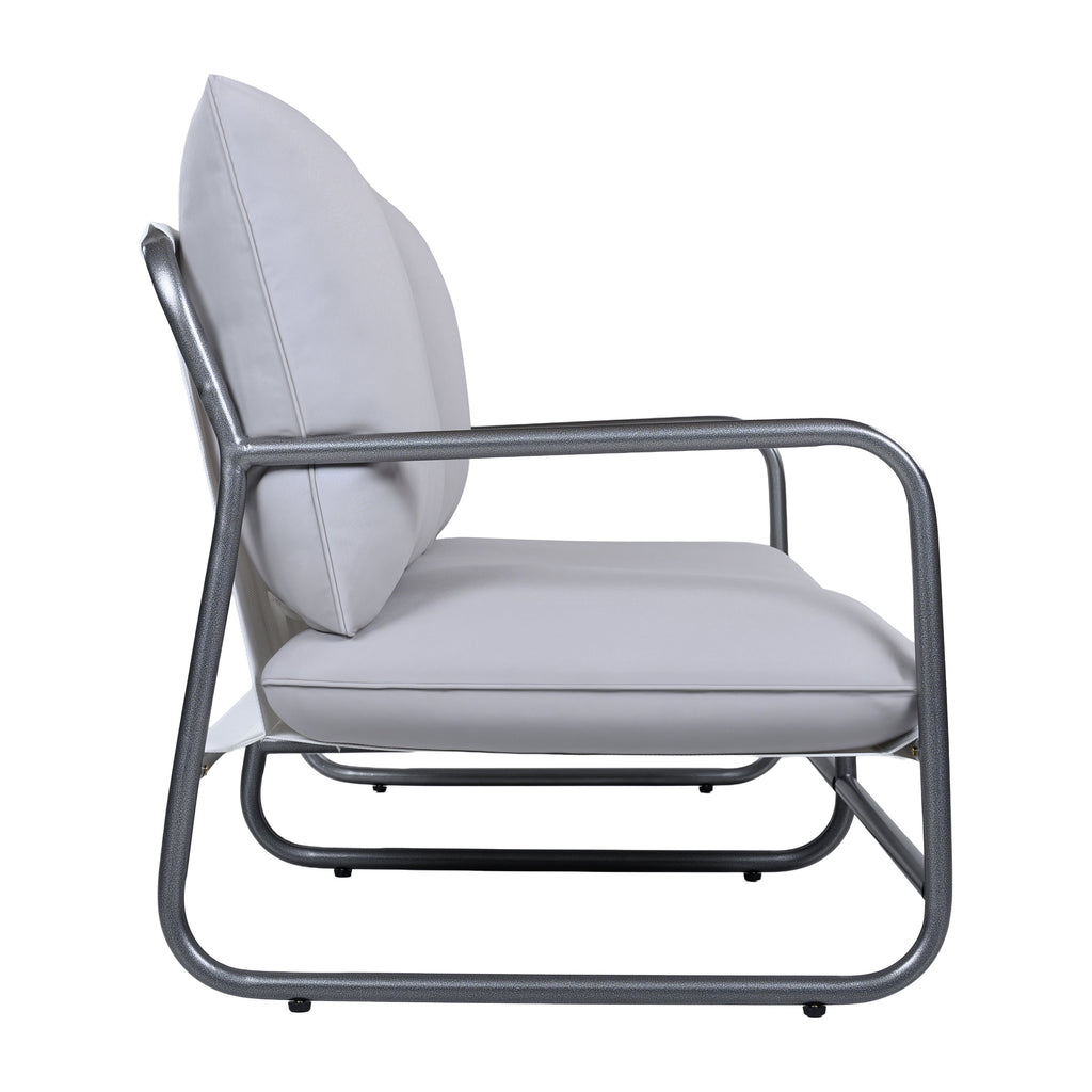 Outdoor Patio 2-Seater Aluminum Frame Loveseat with Water-Resistant Cushions - Light Gray