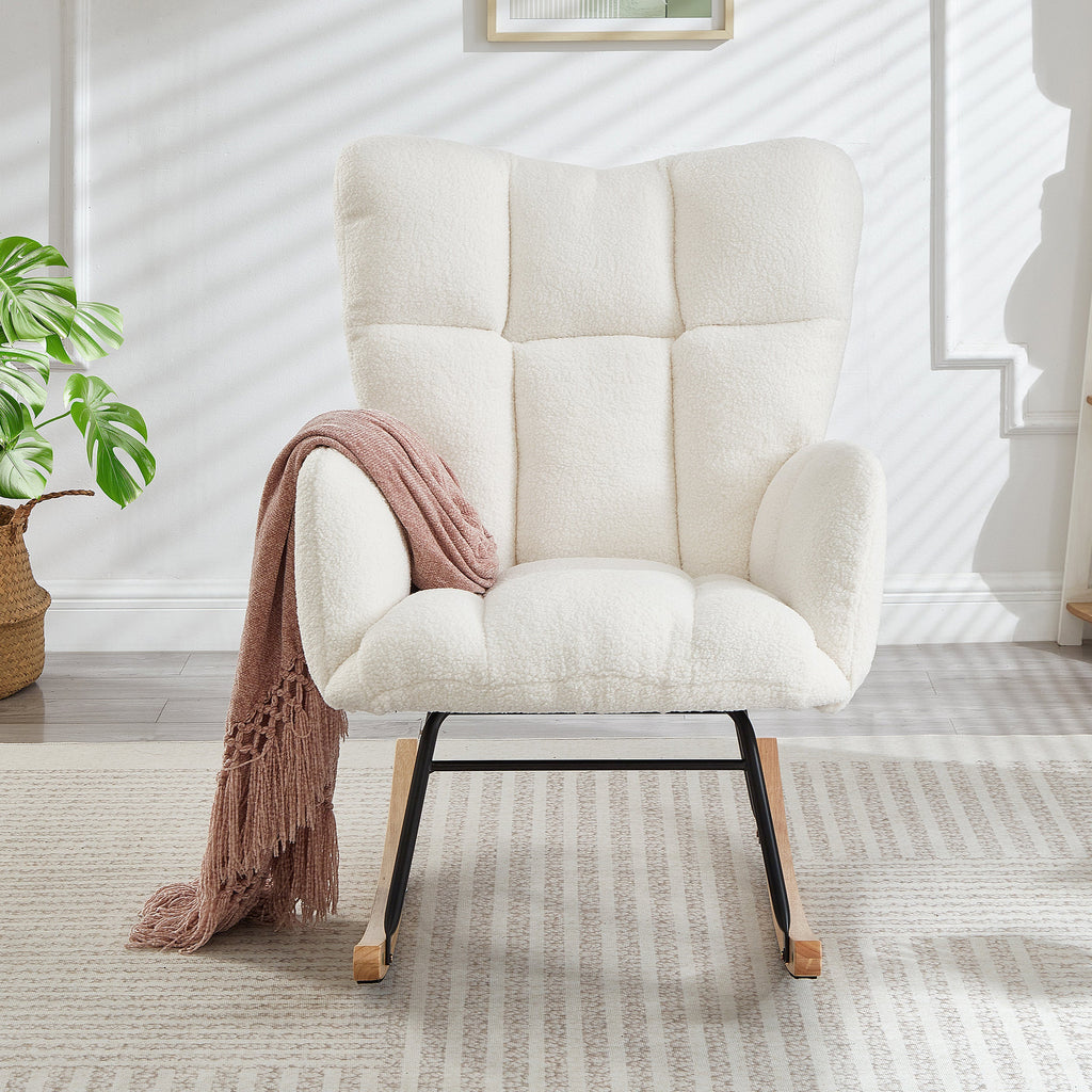 Upholstered Teddy Fabric Rocking Chair