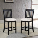 Black Finish Chairs Set of 2 Rubberwood Transitional Slatted Back