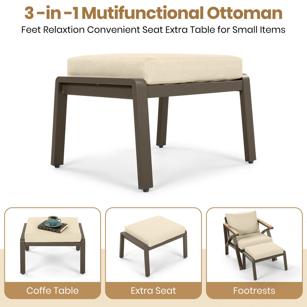 6-Piece Patio Furniture Set with Steel Frame Sofa & Acacia Wood Table