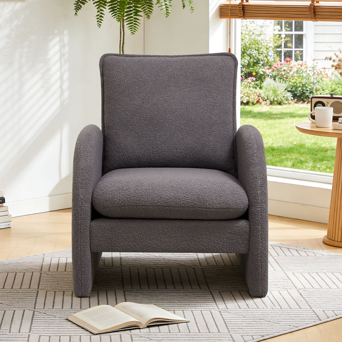 Modern Sherpa Upholstered Accent Chair