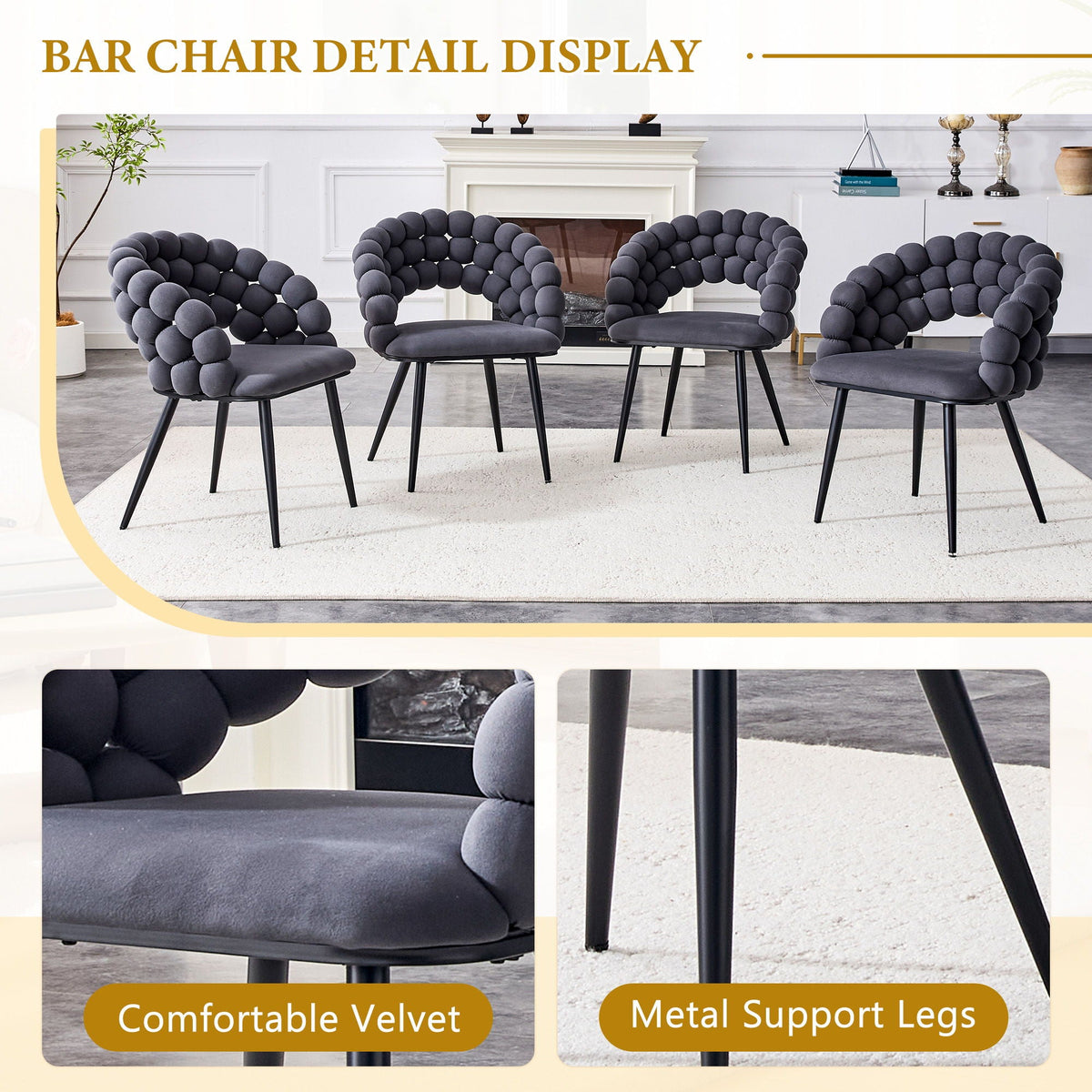 Puffy Bubble, Ball Chain Chairs For Dining Room (Set of 2)