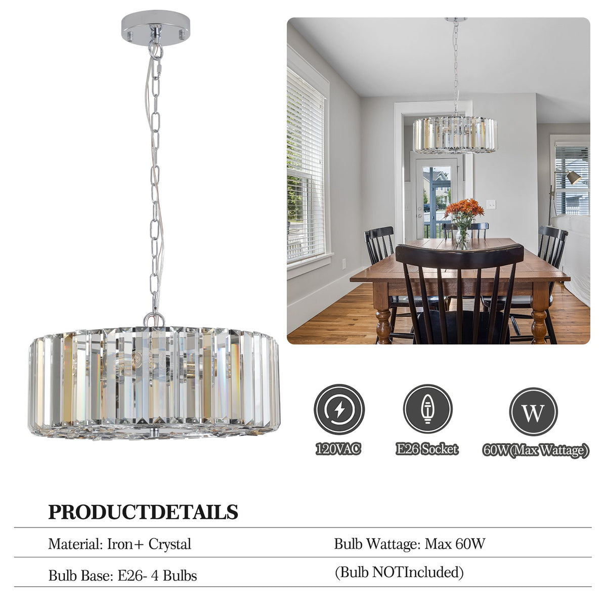 Modern Crystal Chandelier for Living-Room Round Cristal Lamp