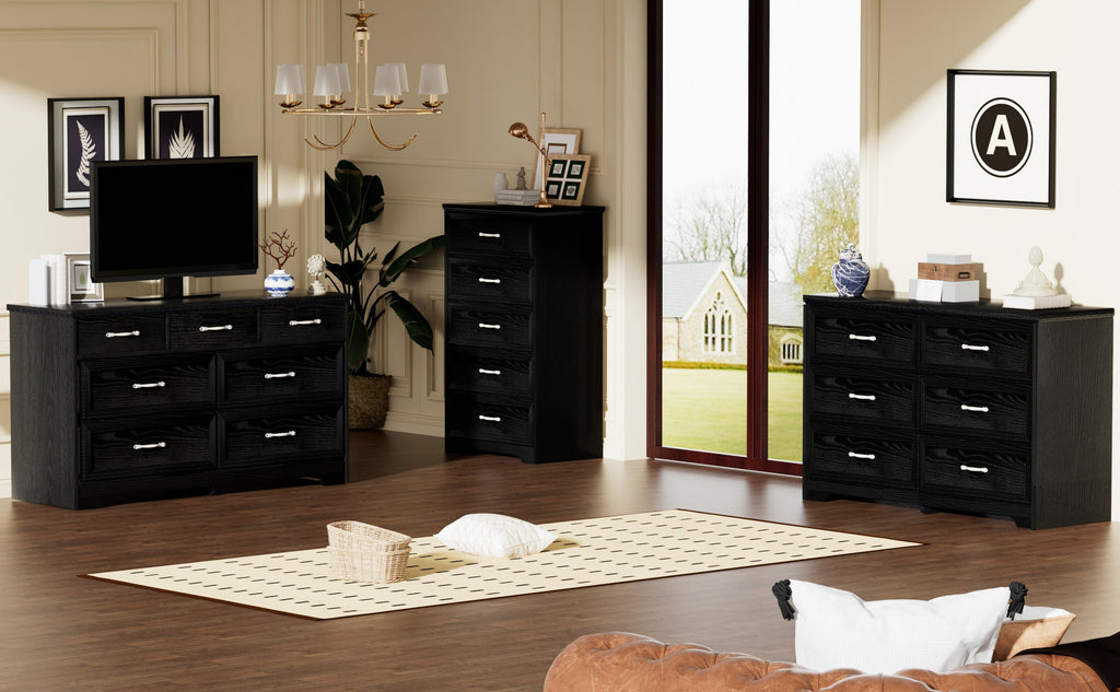 Modern 3 Drawer Bedroom Chest of Drawers with 7 Drawers Dresser, Clothes Organizer