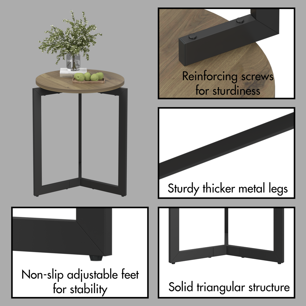 19.68''H Round Side Accent End Table with Sturdy Metal Frame