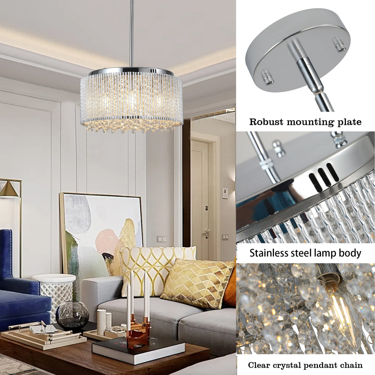 Modern Crystal Chandelier for Living-Room Round Cristal Lamp