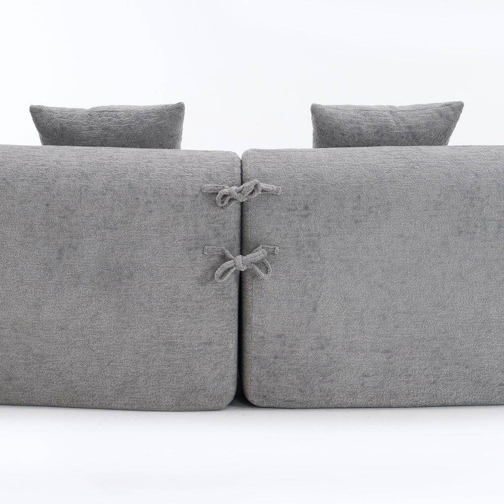 4 Seater Sofa With Fabric, Full Sponge, 4 Pillow, Sleeper Sectional