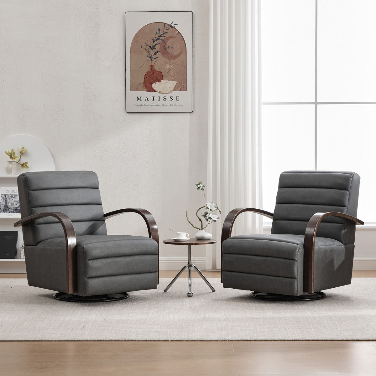 360° Swivel Accent Chair With Armrests