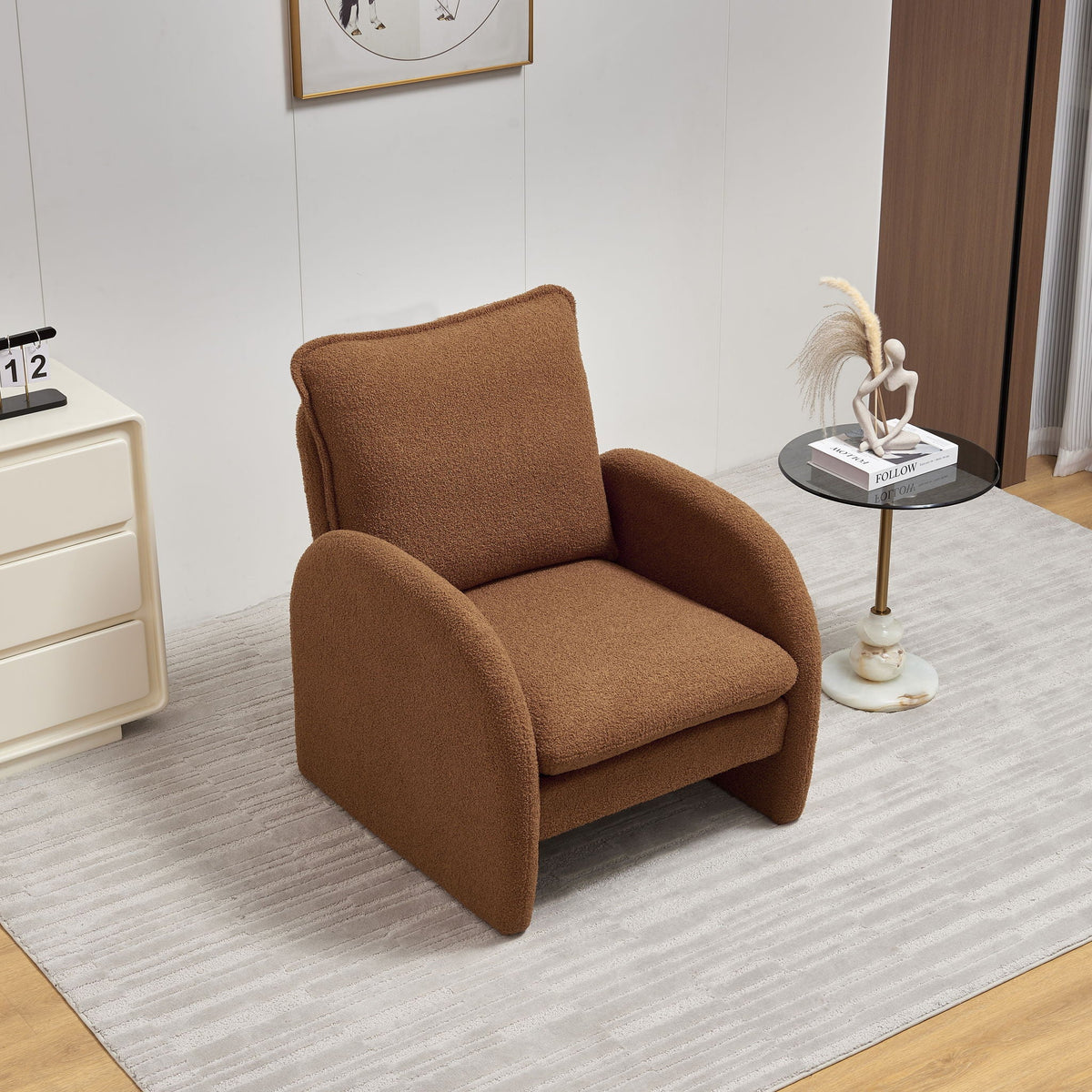 Modern Sherpa Upholstered Accent Chair