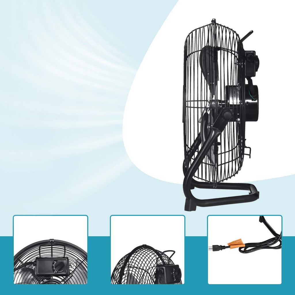 3 Speed High Velocity Heavy Duty Metal Floor Fan With Tilting Head