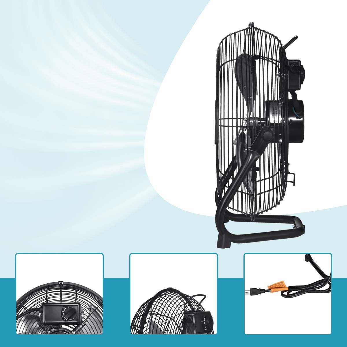 3 Speed High Velocity Heavy Duty Metal Floor Fan With Tilting Head