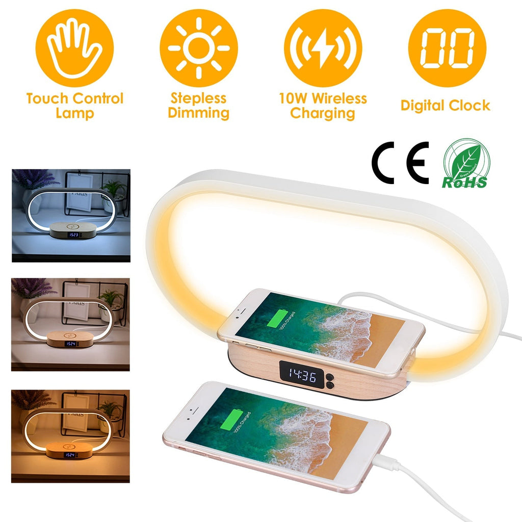 Bedside Table Lamp Touch Control Lamp with Clock