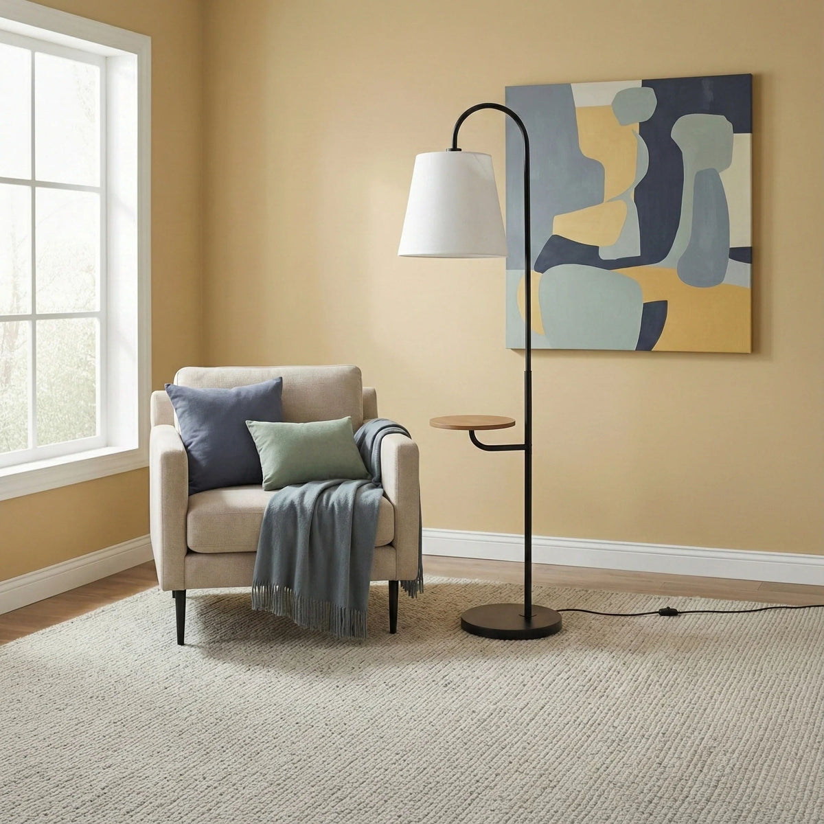 Floor Lamp With Rotary Switch Wood Table Base