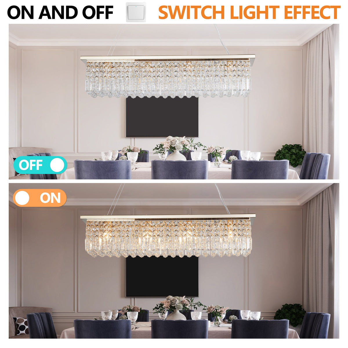 Modern Crystal Chandelier for Dining Room 8-Light