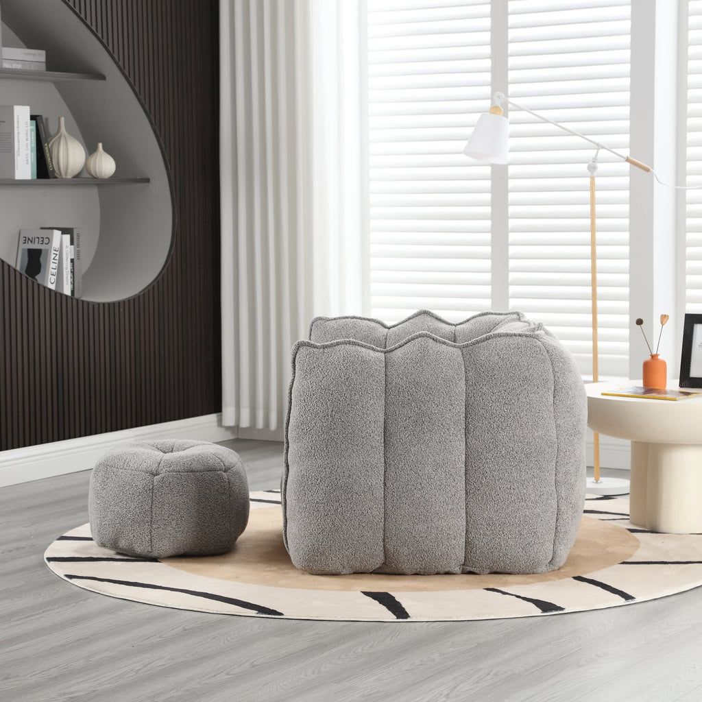 Soft Bean Bag Chair with High Resilient Foam with Footstool
