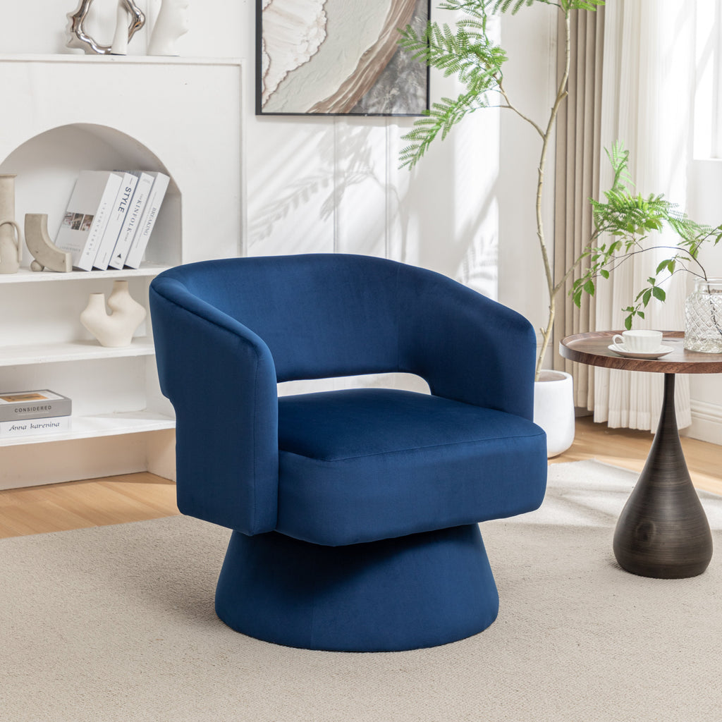 Swivel Barrel Chair, Velvet Accent Armchair 360 Degree Swivel