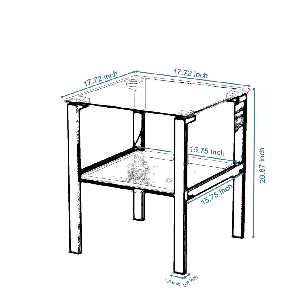 Glass two layer tea table