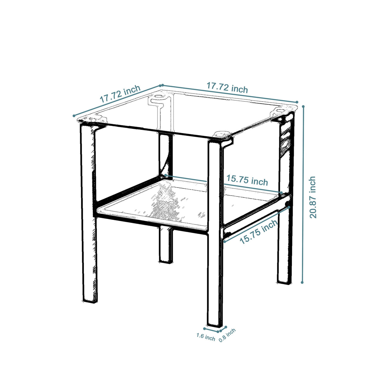 Glass two layer tea table