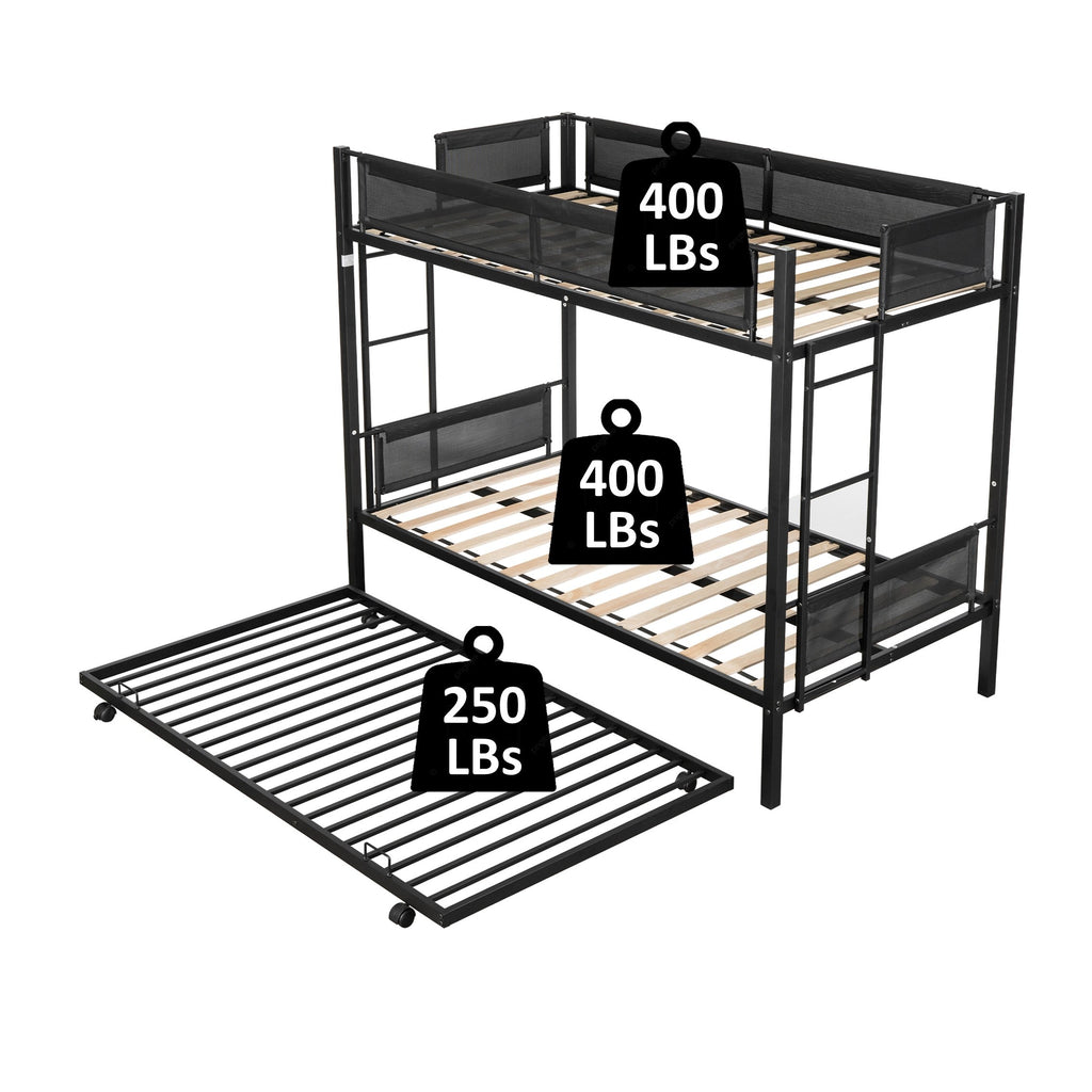 Metal double bed with casters/sturdy frame/no noise/comfortable guardrail/