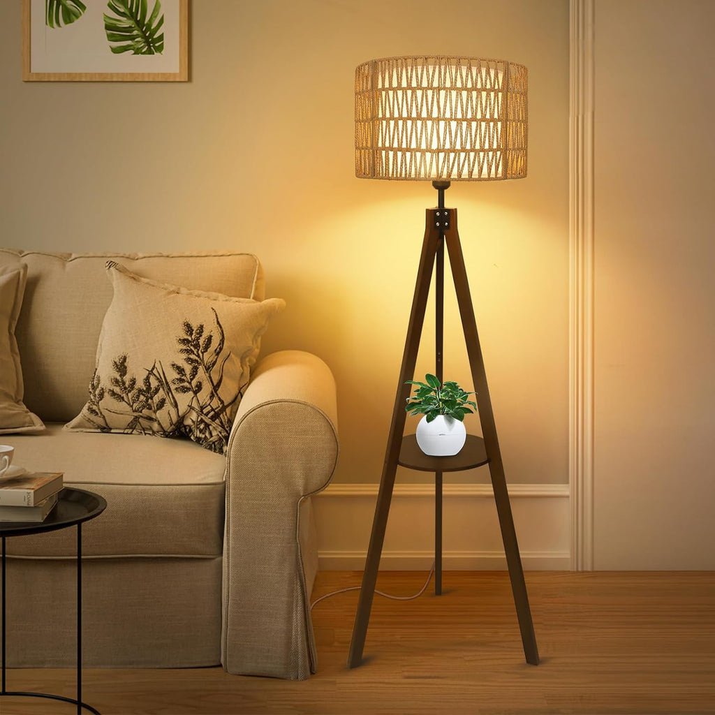 Tripod Floor Lamp with Shelves