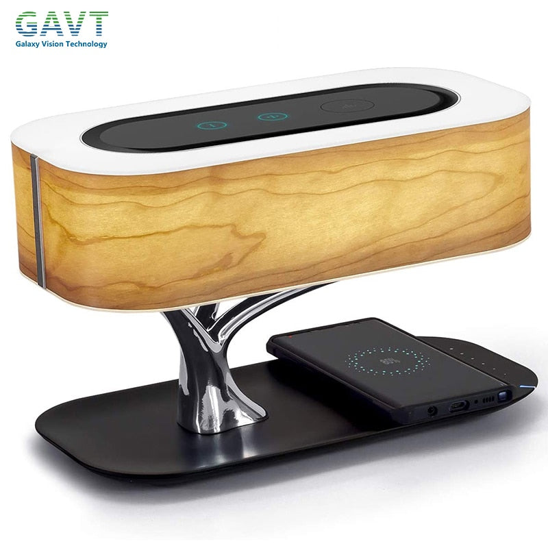Modern LED table lamp for bedroom dimmable bluetooth Speaker phone Charger