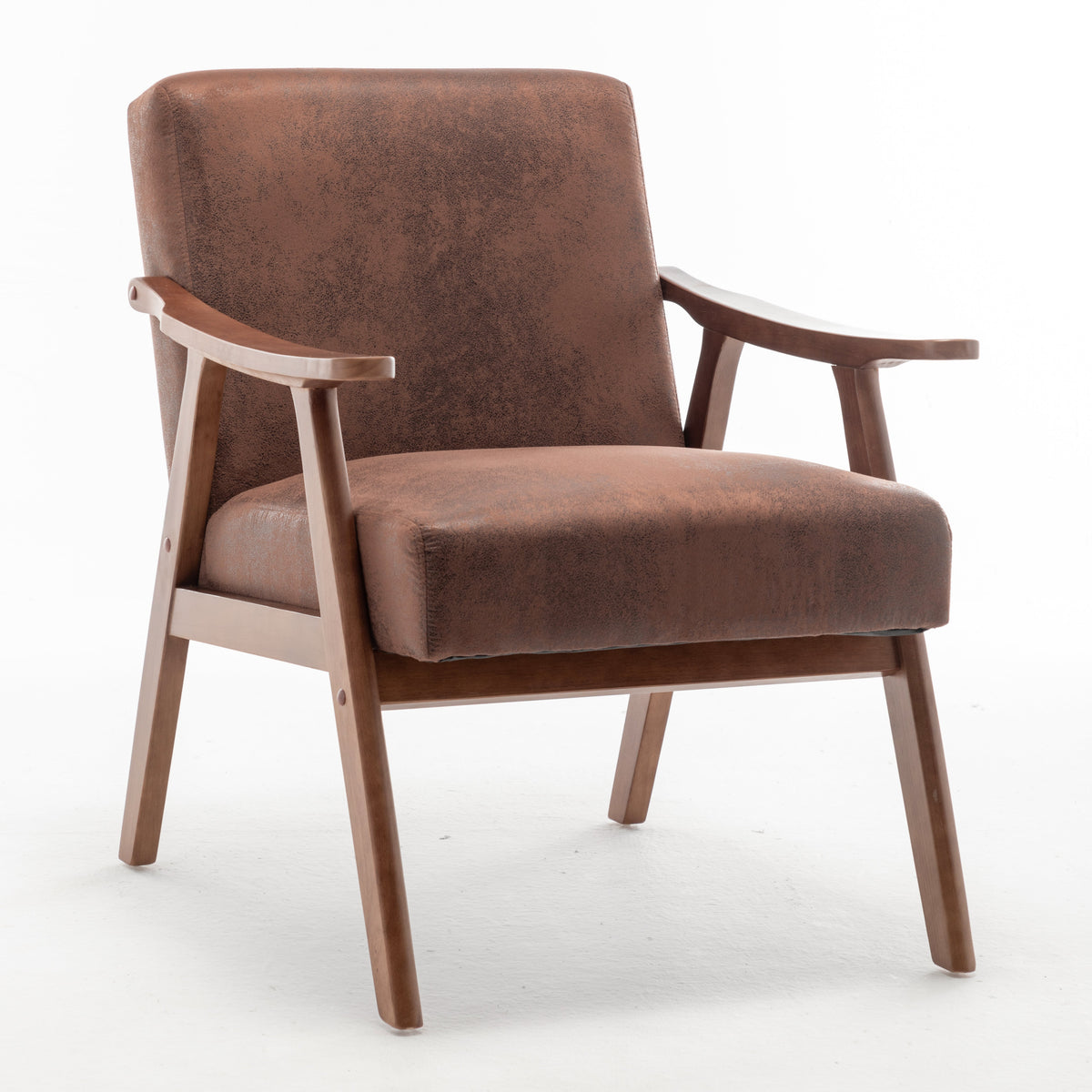 Medieval modern chair, solid wood frame accent chair with ultra thick backrest