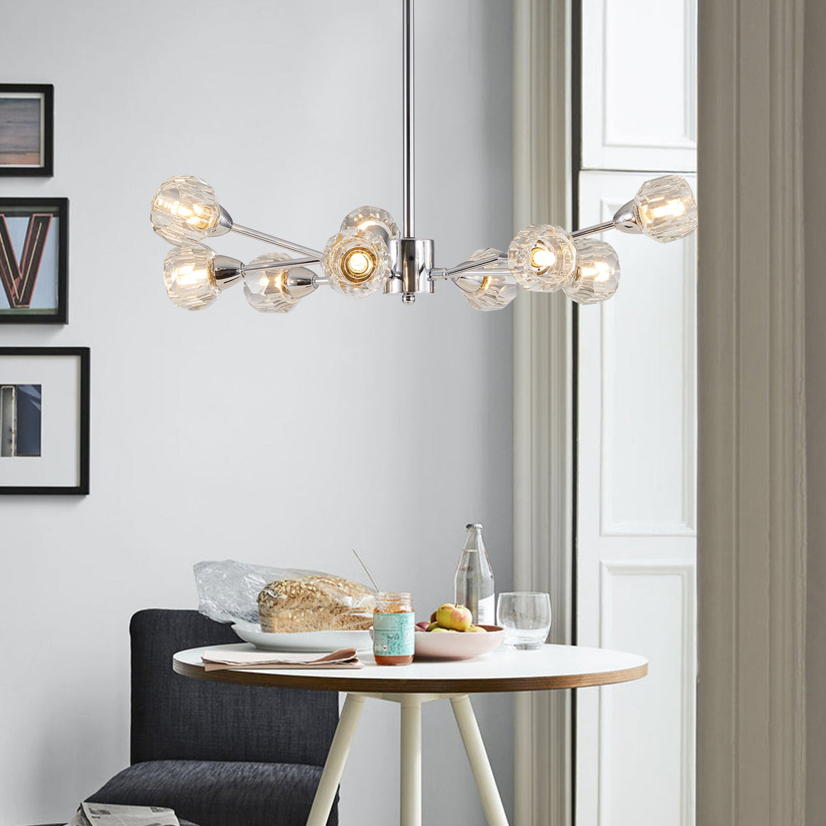 Modern Crystal Chandeliers, 9 Lights Chrome Chandelier