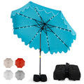 9 FT Outdoor Patio Umbrella with Solar LED Lights and Weighted Base