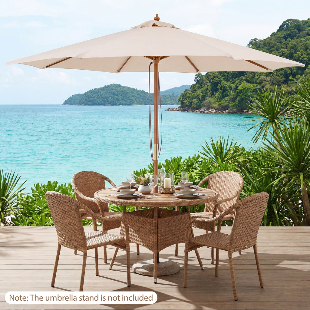 9 FT Patio Umbrella Table Market Umbrella with 8 Sturdy Bamboo Ribs