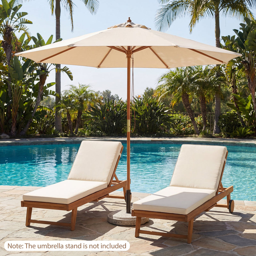 9 FT Patio Umbrella Table Market Umbrella with 8 Sturdy Bamboo Ribs
