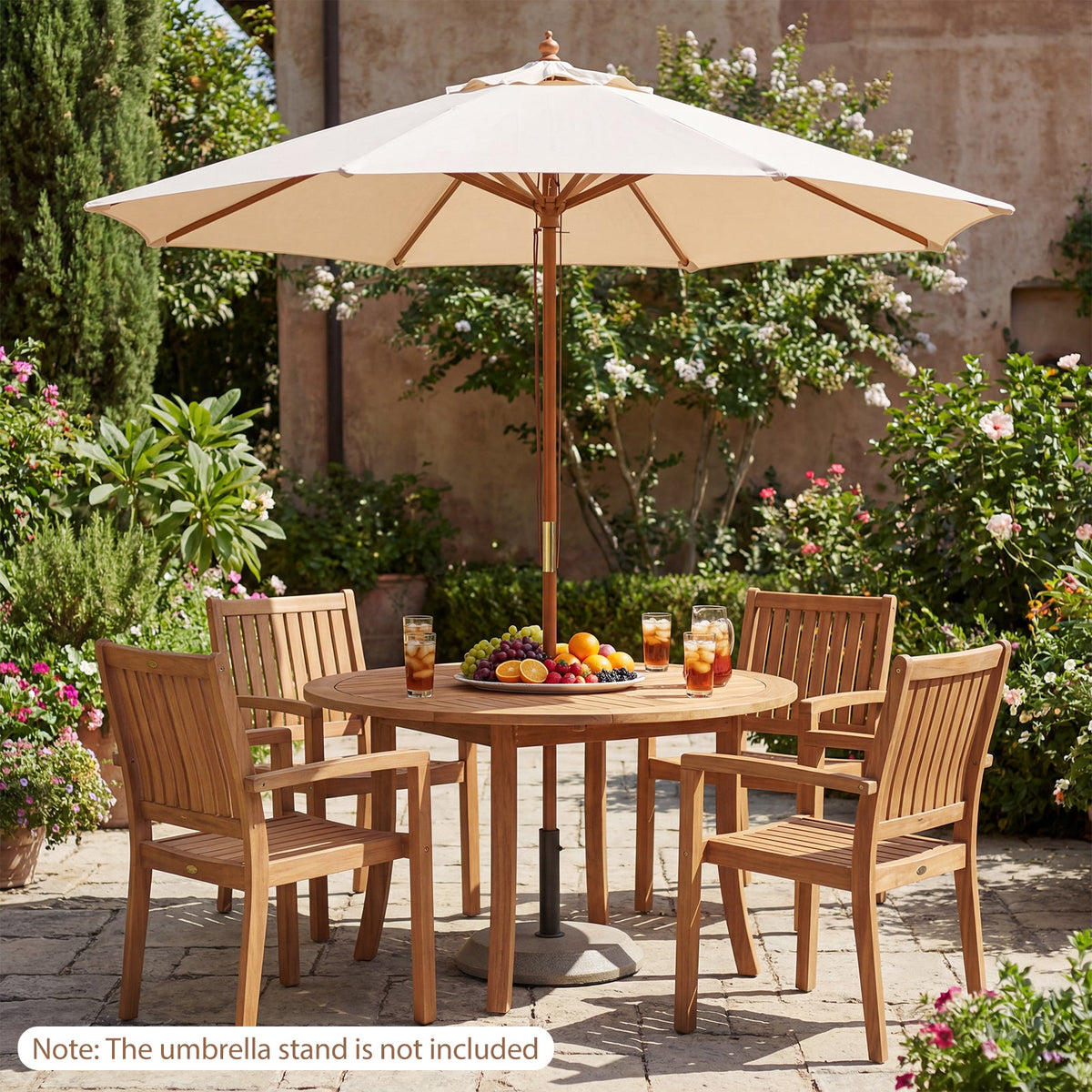 9 FT Patio Umbrella Table Market Umbrella with 8 Sturdy Bamboo Ribs