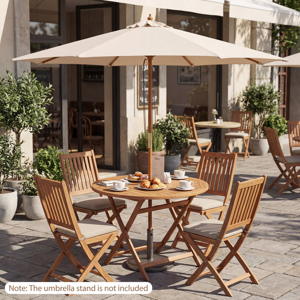 9 FT Patio Umbrella Table Market Umbrella with 8 Sturdy Bamboo Ribs
