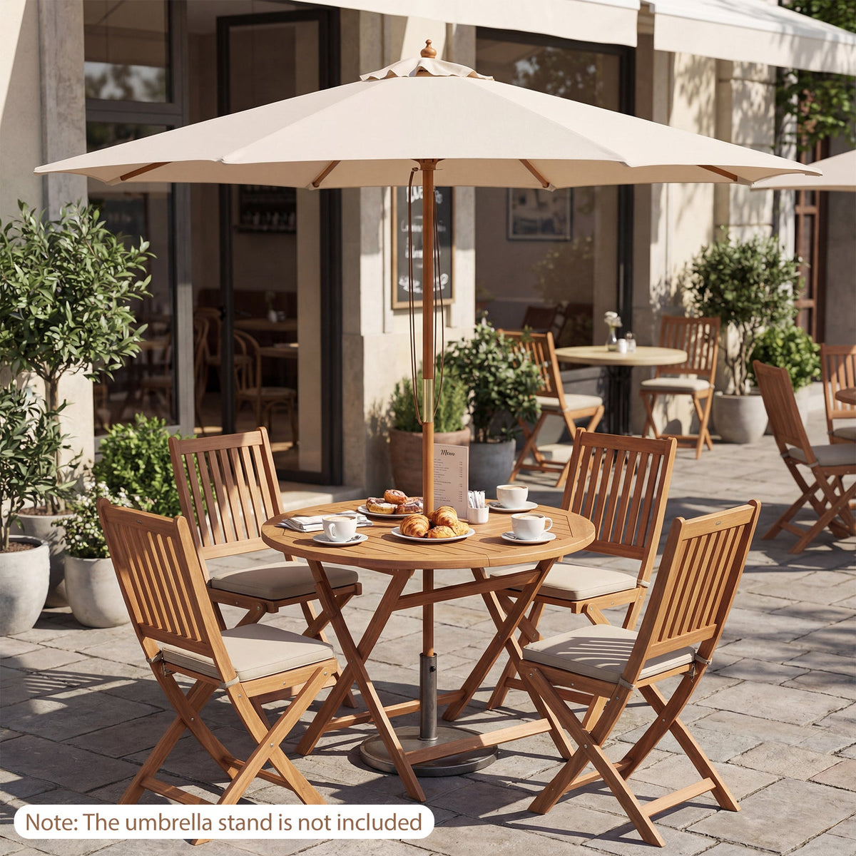 9 FT Patio Umbrella Table Market Umbrella with 8 Sturdy Bamboo Ribs