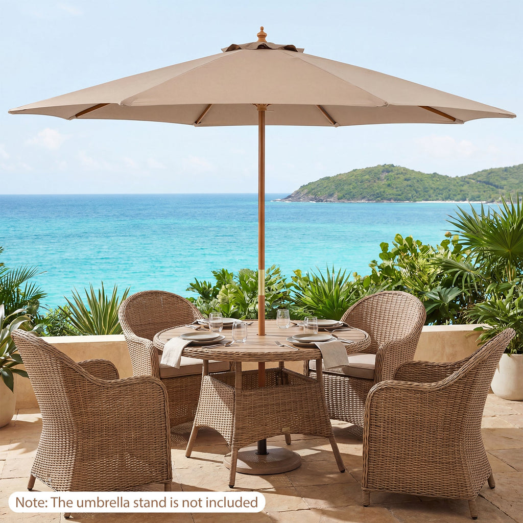 9 FT Patio Umbrella Table Market Umbrella with 8 Sturdy Bamboo Ribs
