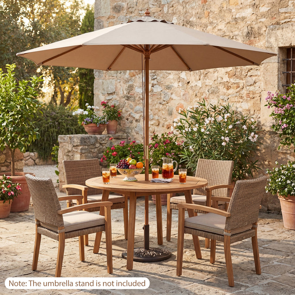 9 FT Patio Umbrella Table Market Umbrella with 8 Sturdy Bamboo Ribs
