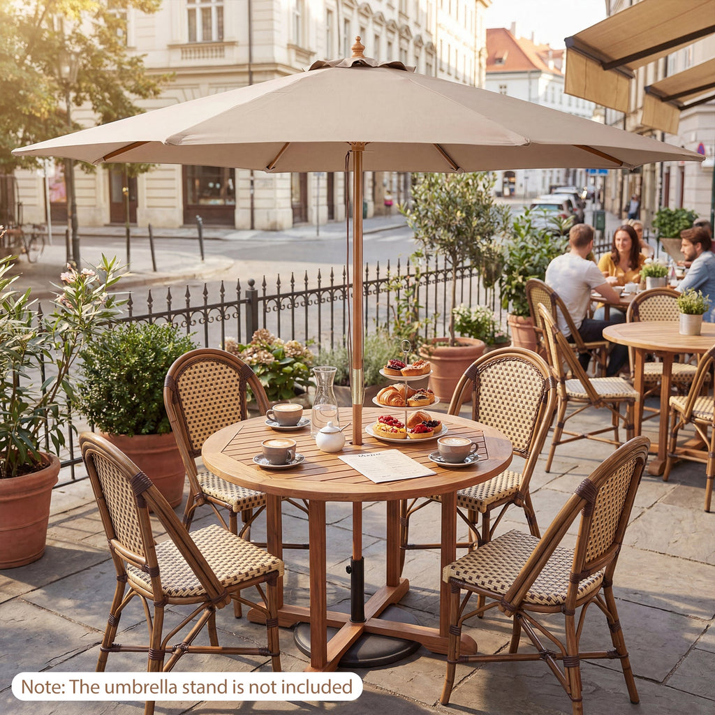 9 FT Patio Umbrella Table Market Umbrella with 8 Sturdy Bamboo Ribs