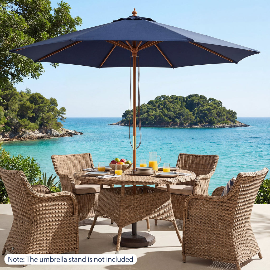 9 FT Patio Umbrella Table Market Umbrella with 8 Sturdy Bamboo Ribs