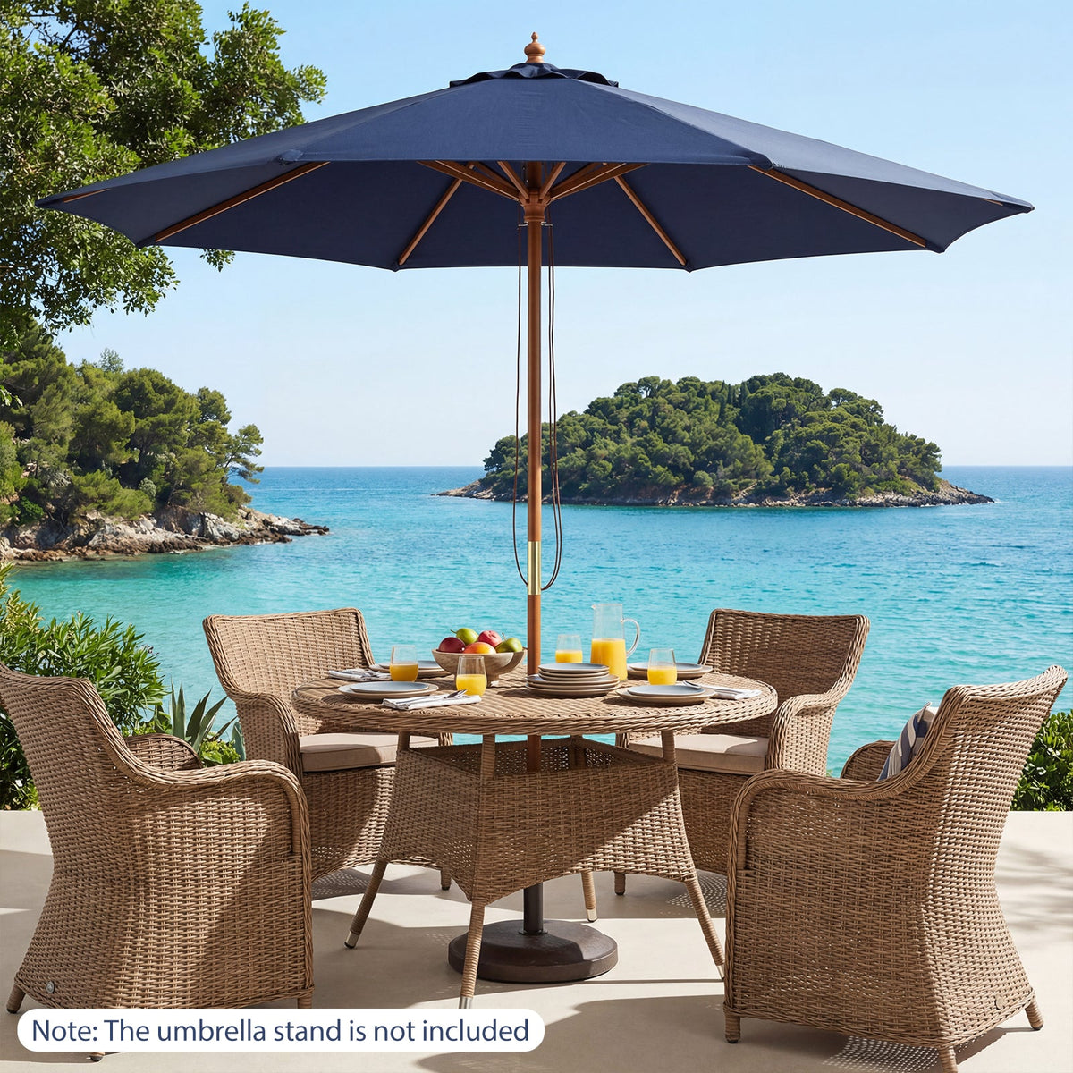 9 FT Patio Umbrella Table Market Umbrella with 8 Sturdy Bamboo Ribs