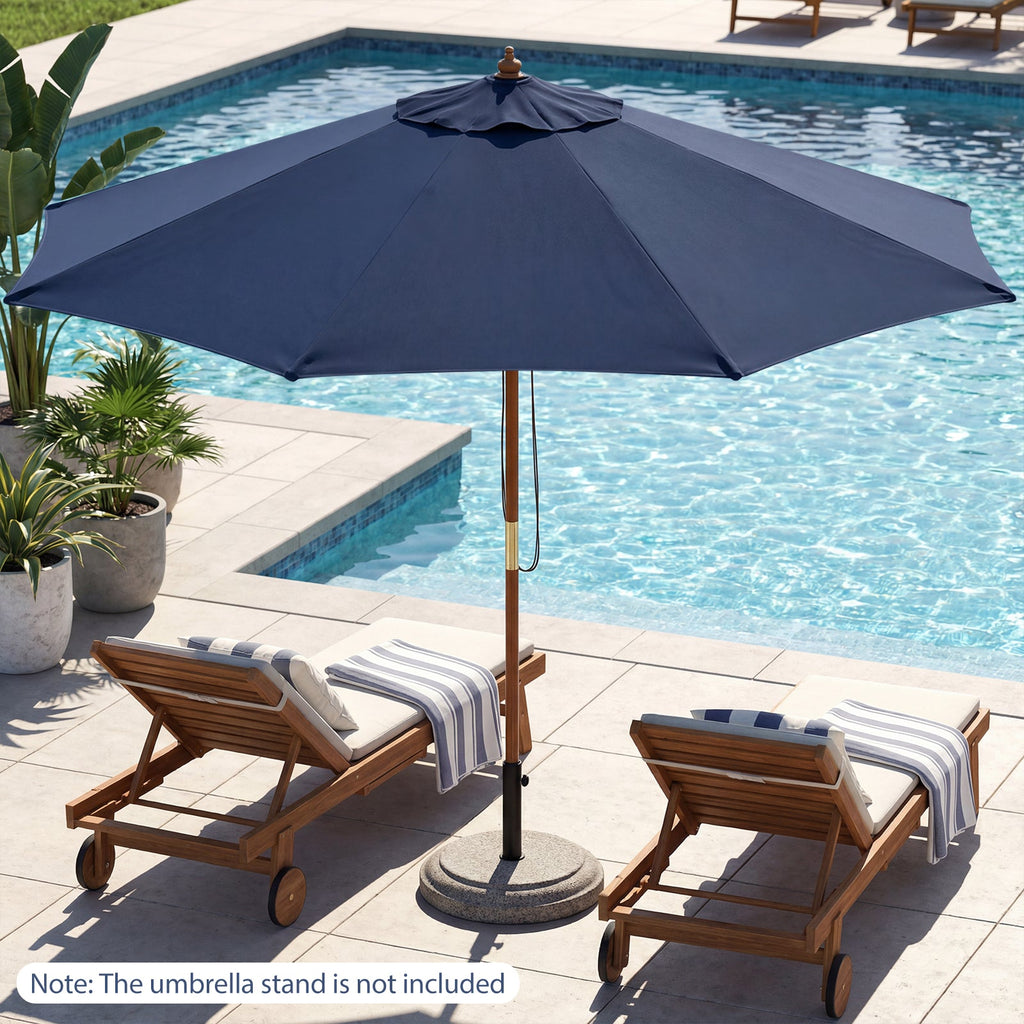 9 FT Patio Umbrella Table Market Umbrella with 8 Sturdy Bamboo Ribs