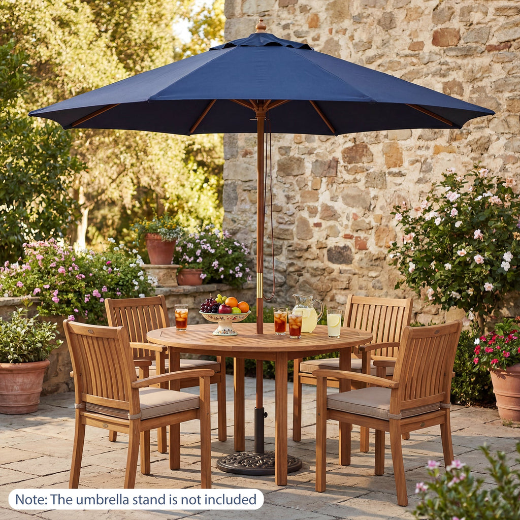 9 FT Patio Umbrella Table Market Umbrella with 8 Sturdy Bamboo Ribs